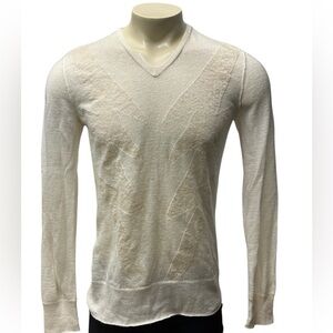 john varvatos collection Fine Knit Silk & Cotton V-Neck Sweater Size Small $398